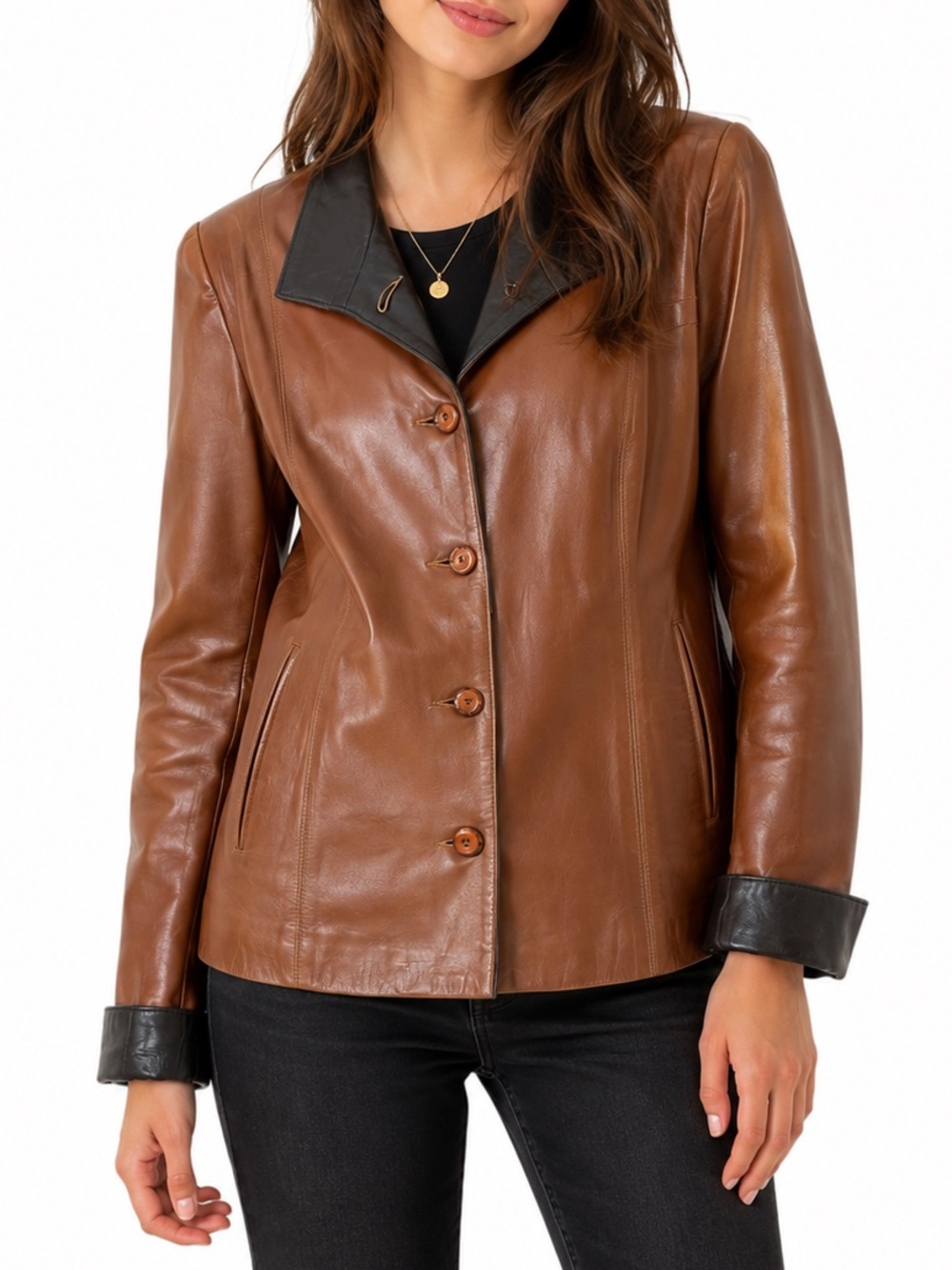 Vintage Rico Piel Two-Tone Genuine Leather Blazer Jacket - Soft Sheepskin